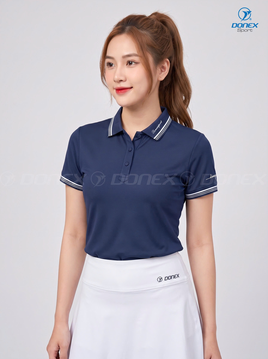 Áo thể thao nữ AC-3856 Navy phối trắng